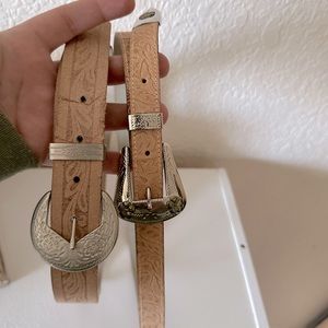 Two Vintage Pleather Belts- wide and thin styles